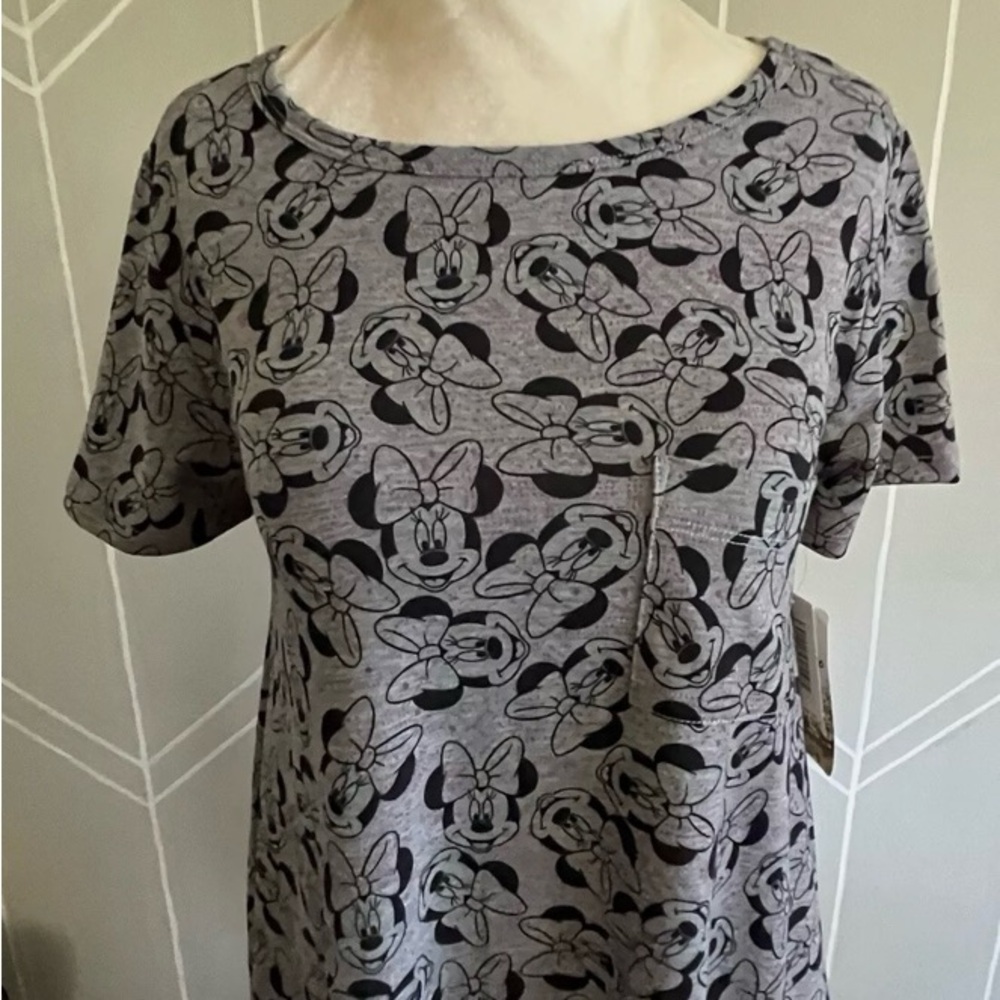 Lula Roe Minnie Mouse Dress Carly Disney Dress Gray & Pink Short Sleeves - Picture 6 of 12
